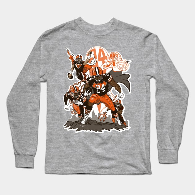 Nick Chubb Superhero! Long Sleeve T-Shirt by GDanArtist